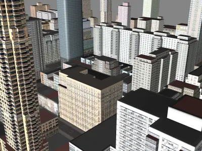 Modern urban highrise buildings building ancillary buildings 3D model