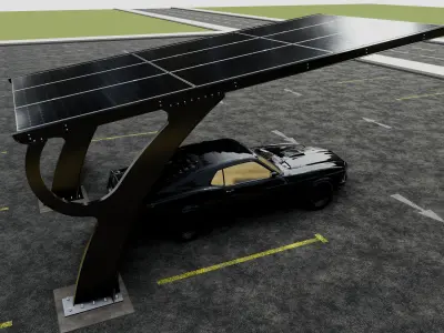 L TYPE MODERN SOLAR CARPORT TYPE-2 3D model
