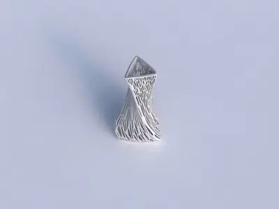Vase twist puffy triangle with fine organic lattice 3D print model