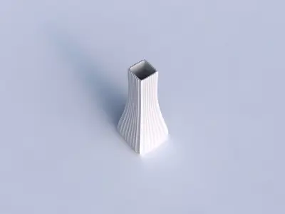 Vase squeezed rectangle with extruded vertical lines 3D print model