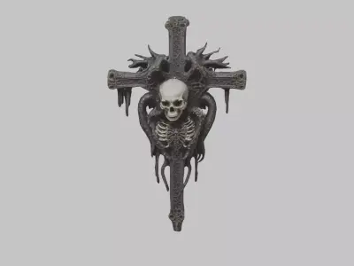 Gothic Skeleton Black Cross Low-poly 3D model