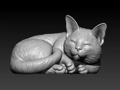 Cat sleeping model - cat statue - 3D print 3D print model