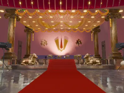 Realistic Indian Wedding Convention Hall Scene 3D model