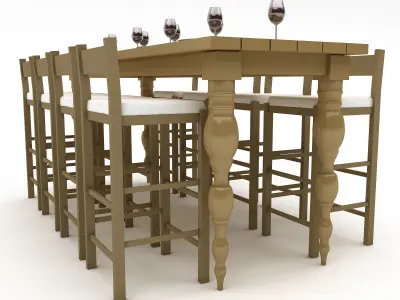 dining table 006 3D Low-poly 3D model
