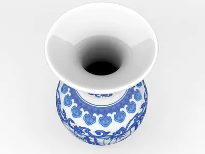 Chinese Blue and White Porcelain Vase Low-poly 3D model