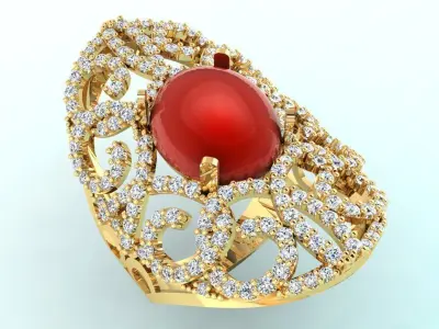 Gemstone Rings - Oval stone ring - Womens Rings 3D print model