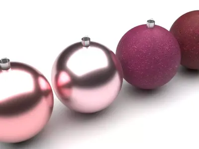 Pink Christmas Balls Set 3D model