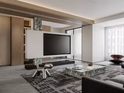 Modern living room dining room interior scenes  3D model 20