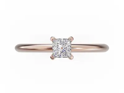 Princess cut diamond ring 3D print model