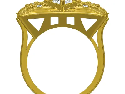 Antique Round Diamond Art Deco Ring 3D print model