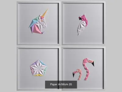 Paper Art Work 3D Model Collection