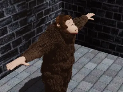 3D Ape A Low-Poly Model chimpanzee Low-poly 3D model