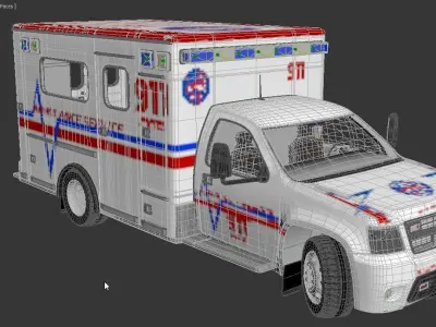 Emergency Ambulance Truck 2in1 vehicle car 3D model