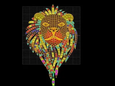 Leon Pendant with lots of many diamonds Lion 3D model 3D print model