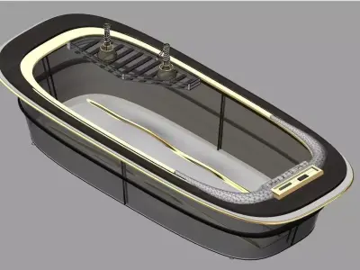 Bathtub gold Low-poly 3D model