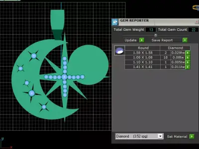 gold moon and star pendant  3d printable model  3D print model