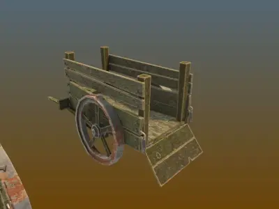 Customizable Horse Wagon Game Asset Low-poly 3D model