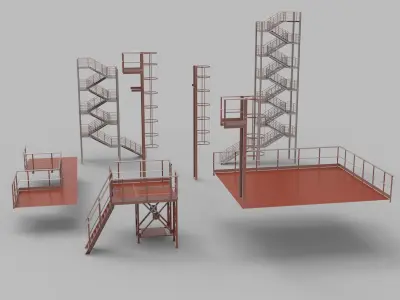 Fire ladders and platforms 3D model