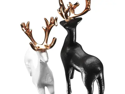 Deer Statues Low-poly 3D model