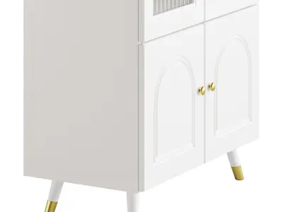 Cabinet Included White Closed Back Wooden Standard Bookcase 3D model