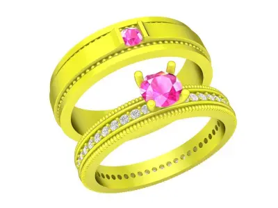 7403 luxury korean style diamond wedding rings 3D print model