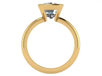 half bezel solitaire elongated cushion ring open shank  3D print model