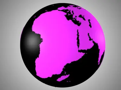 Solid Color Black Pink Globe 3D model