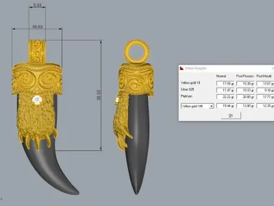 Bear tooth pendant  3D print model