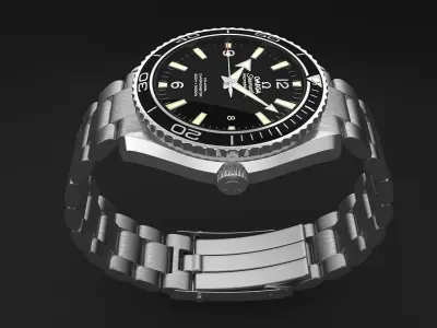 Omega Seamaster Planet Ocean Steel Braclet Mens Watch 3D model