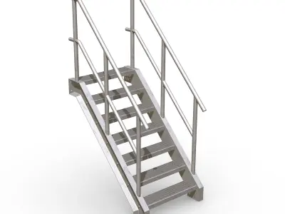 Grid stairs collection - handrail on both sides - 46 versions 3D model