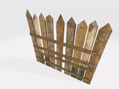Simple Wooden Fence Free low-poly 3D model