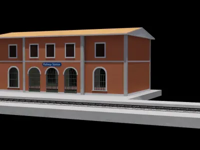 Railway station Low-poly 3D model