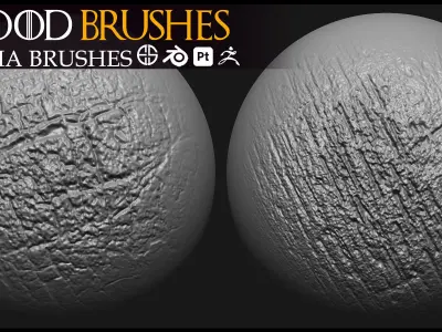 30 Wood Brush-Alpha-Blender and Zbrush Brush-Alpha Brushes-Vol 6 3D model