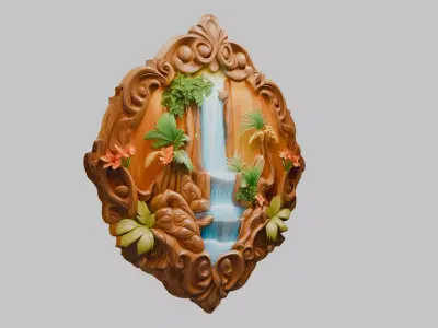 Highly Polished Wooden Carving Low-poly 3D model
