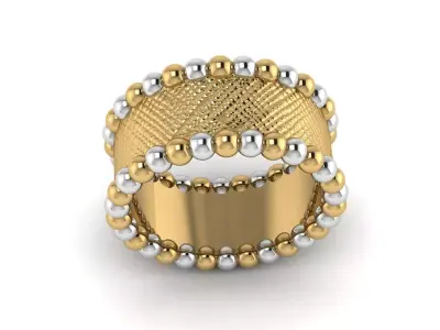 wide bead band ring Free 3D print model