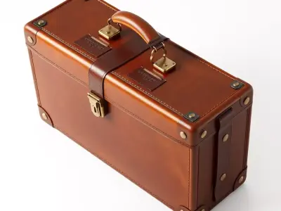 Vintage Leather Briefcase Travel Trunk Low-poly 3D model