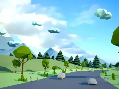 Lowpoly Super pack  People Trees Cars Low-poly 3D model