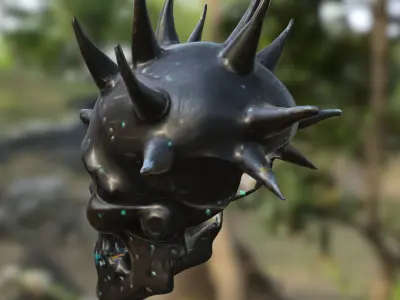 Demonic Skull Helmet with Spikes 3D model