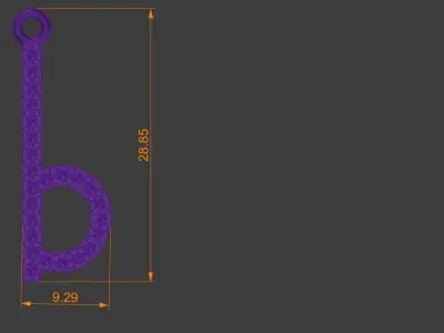 Lower Case B Diamond Pendant Gold Silver Platinum Luxury Jewelry 3D print model