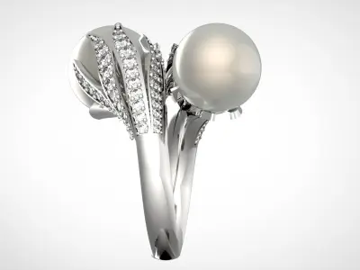 luxury woman pearl ring pr0001 3D print model