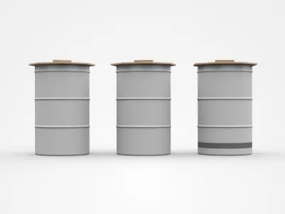 Metal Iron Cylinders With Wooden Covers On Top 3D model