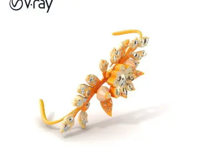 Floral Rhinestone Pearl Hairpin model pack Low-poly 3D model