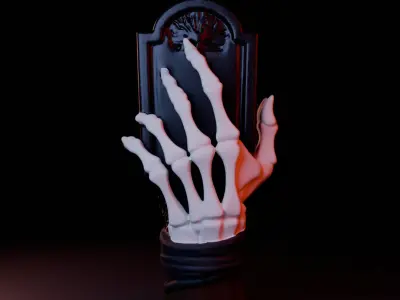 Skeleton Hand with Decorative Plaque 3D model