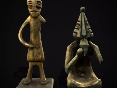 Viking Seated and Standing Statues 3D Model Collection