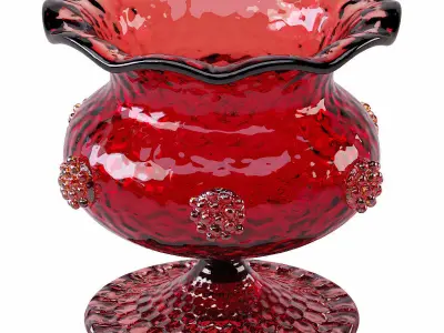 Salviati Murano Red Art Glass Pedestal Bowl circa 1950 1960 3D model