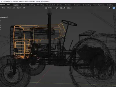 Massey Tractor Low-poly 3D model
