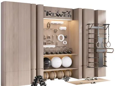 GYM RACK WITH SPORT EQUIPMENT NO2 A 3D model