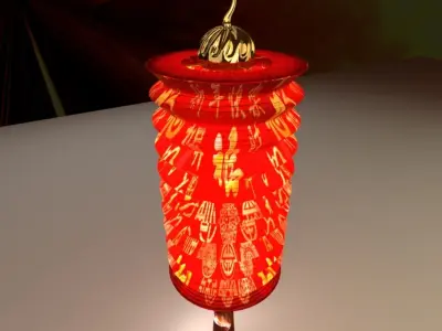 Chinese red lantern 3D model 13
