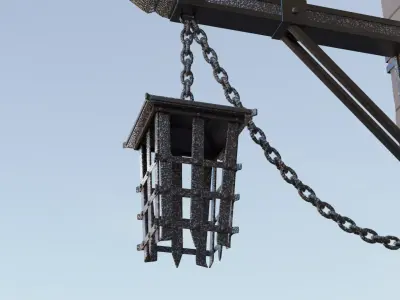 Metal hammered street lantern 3D model