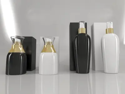 4 Luxury Bottle and Box - Pack 01 - 3D model